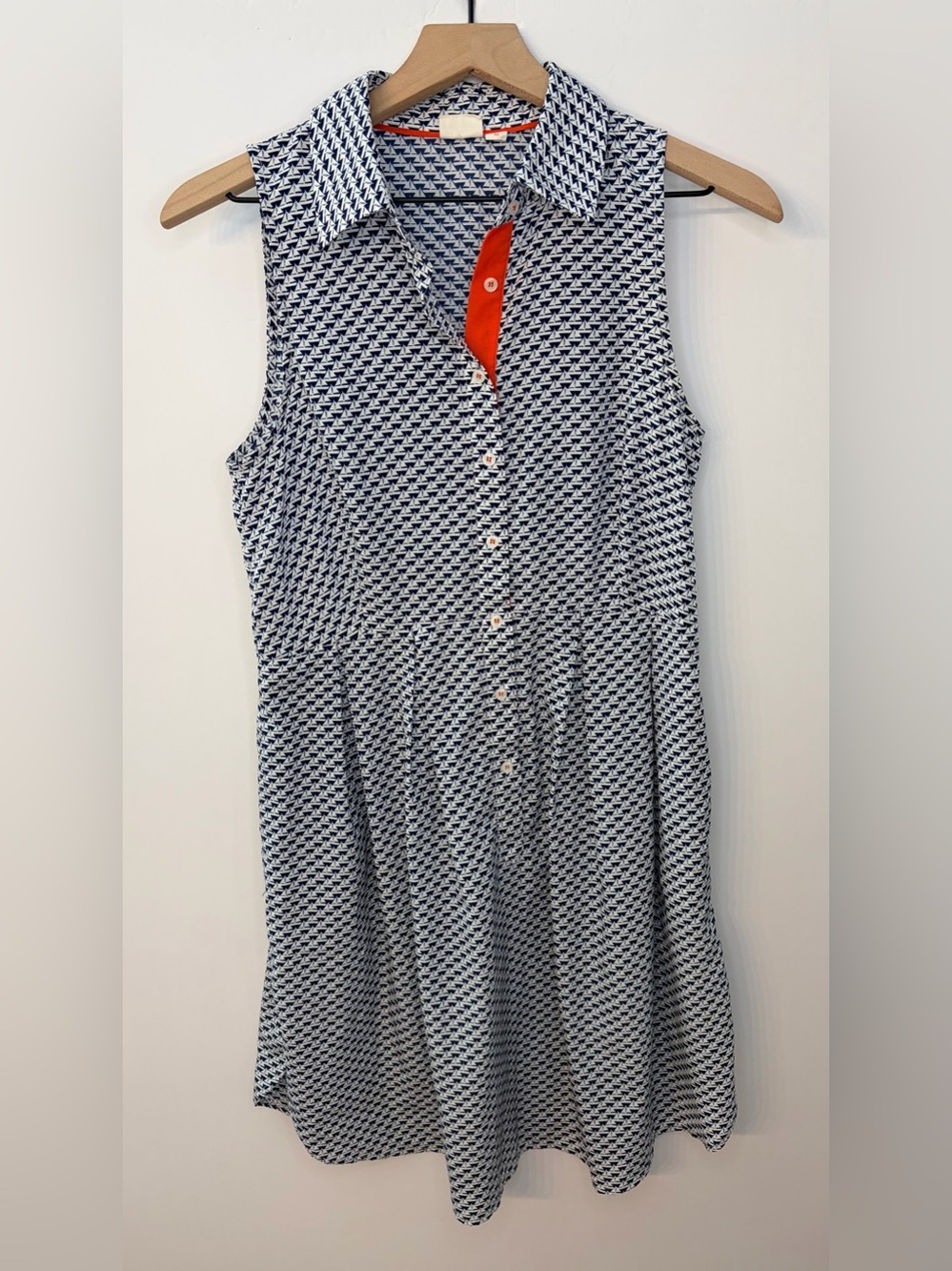 Ace Delivery from Nordstrom Navy Blue, White, and Orange Sailboat Dress, Medium